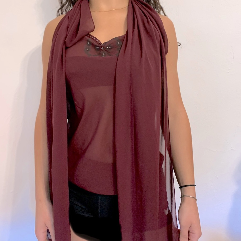 1. Unique Magenta Top
Size M. with attached shawl that offers various looks.